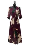 Sierlijke bordeaux mix maxi plisse jurk _