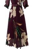 Sierlijke bordeaux mix maxi plisse jurk _