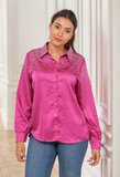 Elegante fuchsia satijnen oversized hemdblouse_