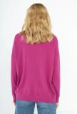 Pull fuchsia surdimensionné avec col rond et strass_