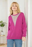 Fuchsia oversized trui met ronde hals en strass_