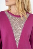 Fuchsia oversized trui met ronde hals en strass_