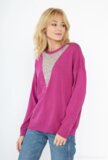 Pull fuchsia surdimensionné avec col rond et strass_