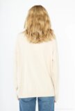 Beige oversized trui met ronde hals en strass_