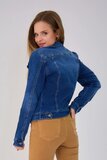 Hippe korte donker blauwe jeans jacket met parels en strass_