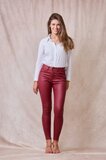 Bordeaux slim fit leatherlook broek_