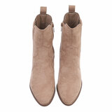 Bottes western-biker en daim brun kaki Jenna_