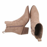 Bottes western-biker en daim brun kaki Jenna_