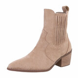 Bottes western-biker en daim brun kaki Jenna_