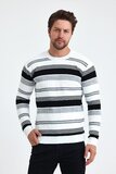 Trendy wit-grijze-zwarte heren pullover_