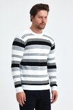 Trendy wit-grijze-zwarte heren pullover_