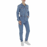 Modieuze blauwe jeans jumpsuit_