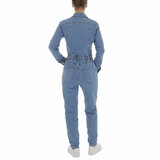 Modieuze blauwe jeans jumpsuit_