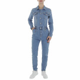 Modieuze blauwe jeans jumpsuit_