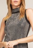 Shiny zwarte glitter top met strass_