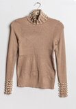 Bruin-wit-beige pullover met hoge col_