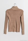 Bruin-wit-beige pullover met hoge col_