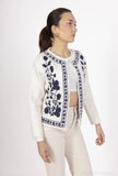 Witte cardigan met zwarte 3 d bloemen_