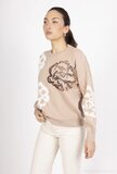 Taupe pullover met 3d en flower print_