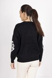 Zwarte pullover met 3d en flower print_