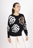 Zwarte pullover met 3d en flower print_