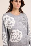 Grijze pullover met 3d en flower print_