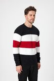 Trendy zwart-wit-rode heren pullover_