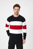 Trendy zwart-wit-rode heren pullover_