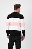 Trendy zwart-wit-rose heren pullover_