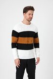 Trendy wit-zwarte-camel heren pullover_