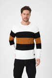 Trendy wit-zwarte-camel heren pullover_