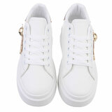 Witte lage sneaker Kayla met champagne decoratie_