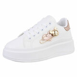 Witte lage sneaker Kayla met champagne decoratie_