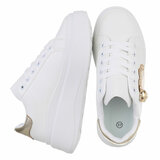 Witte lage sneaker Kayla met gouden decoratie_