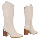 Halfhoge western-biker beige laars Gladys_