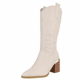 Halfhoge western-biker beige laars Gladys_