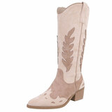 Halfhoge kaki beige daimen western-biker laars Pavlina_