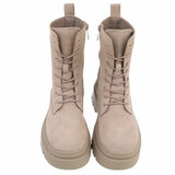 Beige halfhoge boot Aloya in echt suede leder_