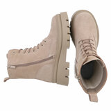 Beige halfhoge boot Aloya in echt suede leder_