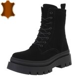 Zwarte halfhoge boot Aloya in echt suede leder_