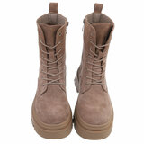 Taupe halfhoge boot Aloya in echt suede leder_