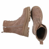 Taupe halfhoge boot Aloya in echt suede leder_