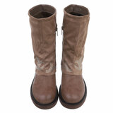 Kaki bruine suede mix boot Wioletta_