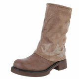 Kaki bruine suede mix boot Wioletta_