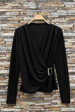 Chique zwarte korte brillante blouse_