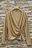 Chique gouden korte brillante blouse_