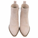 Beige daimen western-biker enkellaarsje Betsie   _