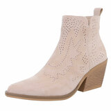 Beige daimen western-biker enkellaarsje Betsie   _