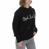 Zwarte hoodie met opschrift_