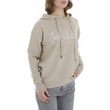 Beige hoodie met opschrift_